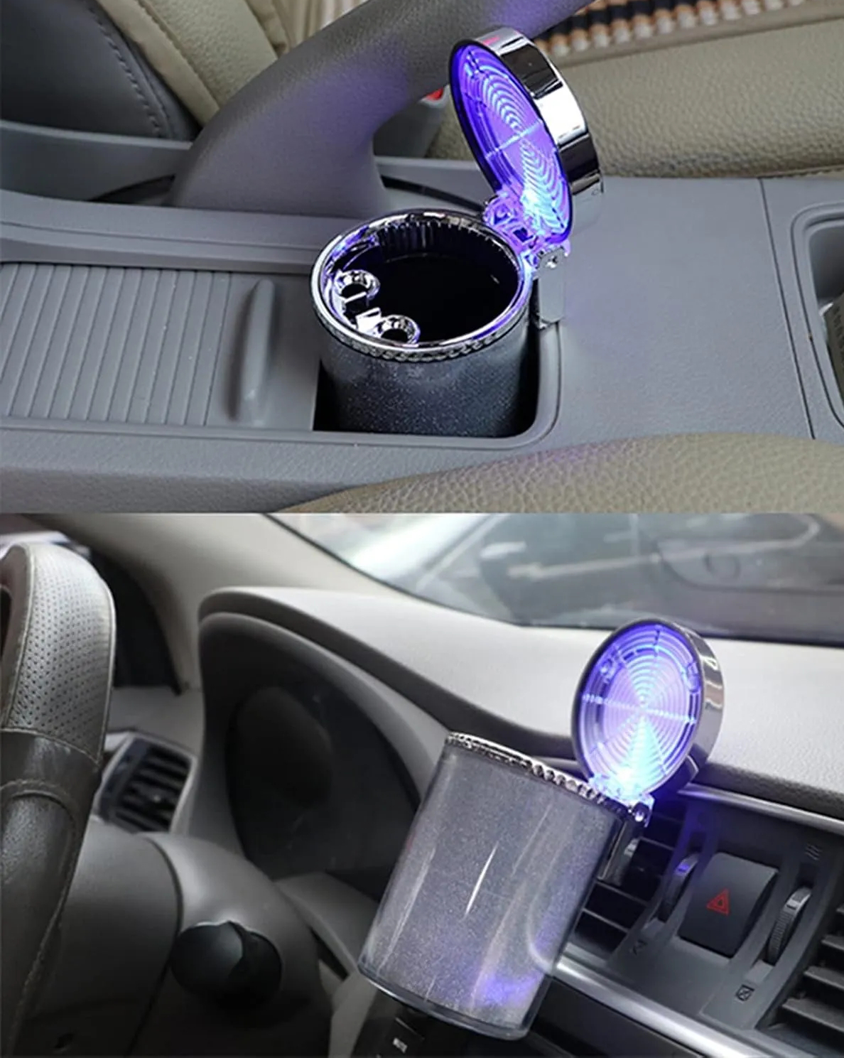 Multicolor LED Ashtray for Car Home and Office Use