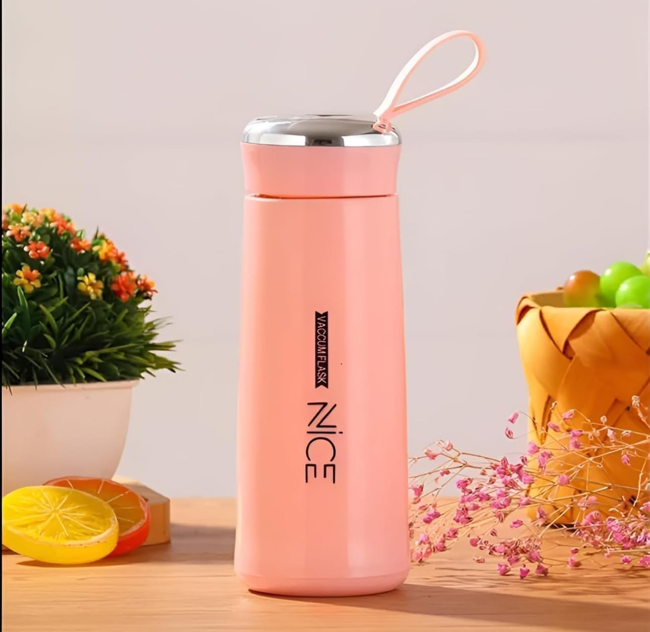 NICE 400ml Water Bottles Glass and Plastic Double Wall Vacuum Insulation Hot & Cold Thermos Flask Easy to Carry Travel Water Bottles - Image 3