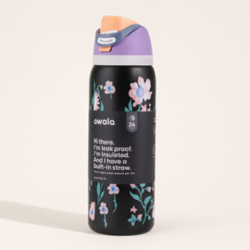 Owala FreeSip Bow 320 oz water bottle in Midnight Garden Floral design