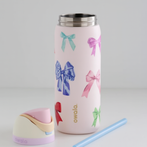 Owala FreeSip Bow 320 oz water bottle with multicolor pink bows