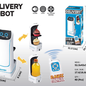 Alternative view of 2.4GHz Remote Control Food Delivery Robot with Cute Cat Face, Lights & Sound Effects