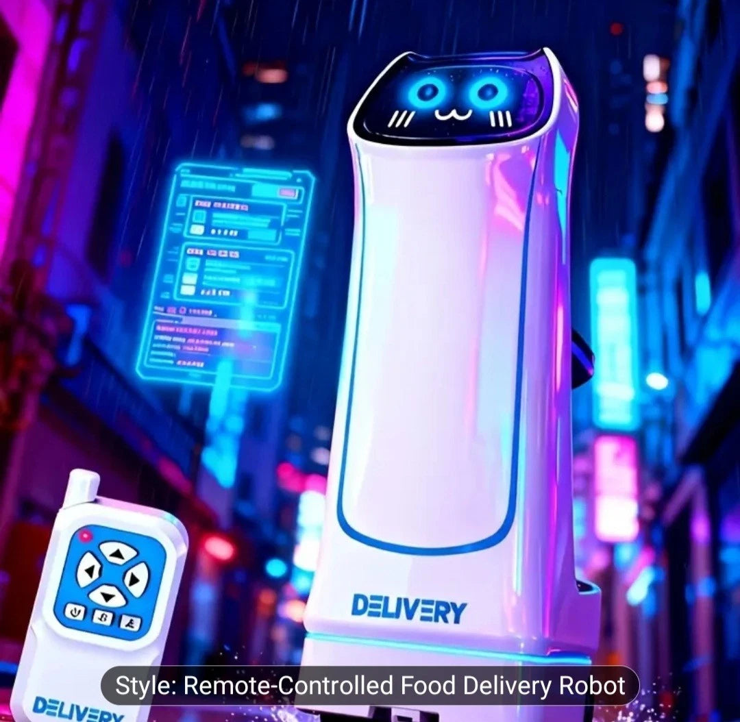 2.4GHz Remote Control Food Delivery Robot with Cute Cat Face, Lights & Sound Effects - Image 5