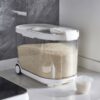 Moisture-resistant rice and grain storage container with wheels, approximately 10kg capacity