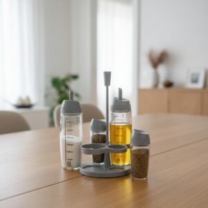 4pcs Oil and Vinegar Set with Stand