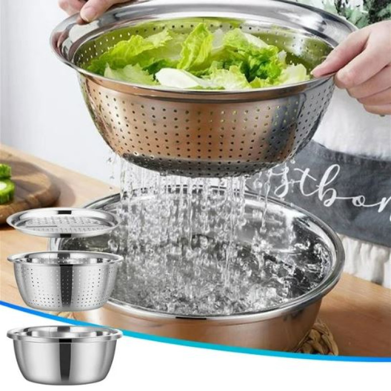 Stainless Steel Colander with Grater – Multifunctional Kitchen Tool - Image 8