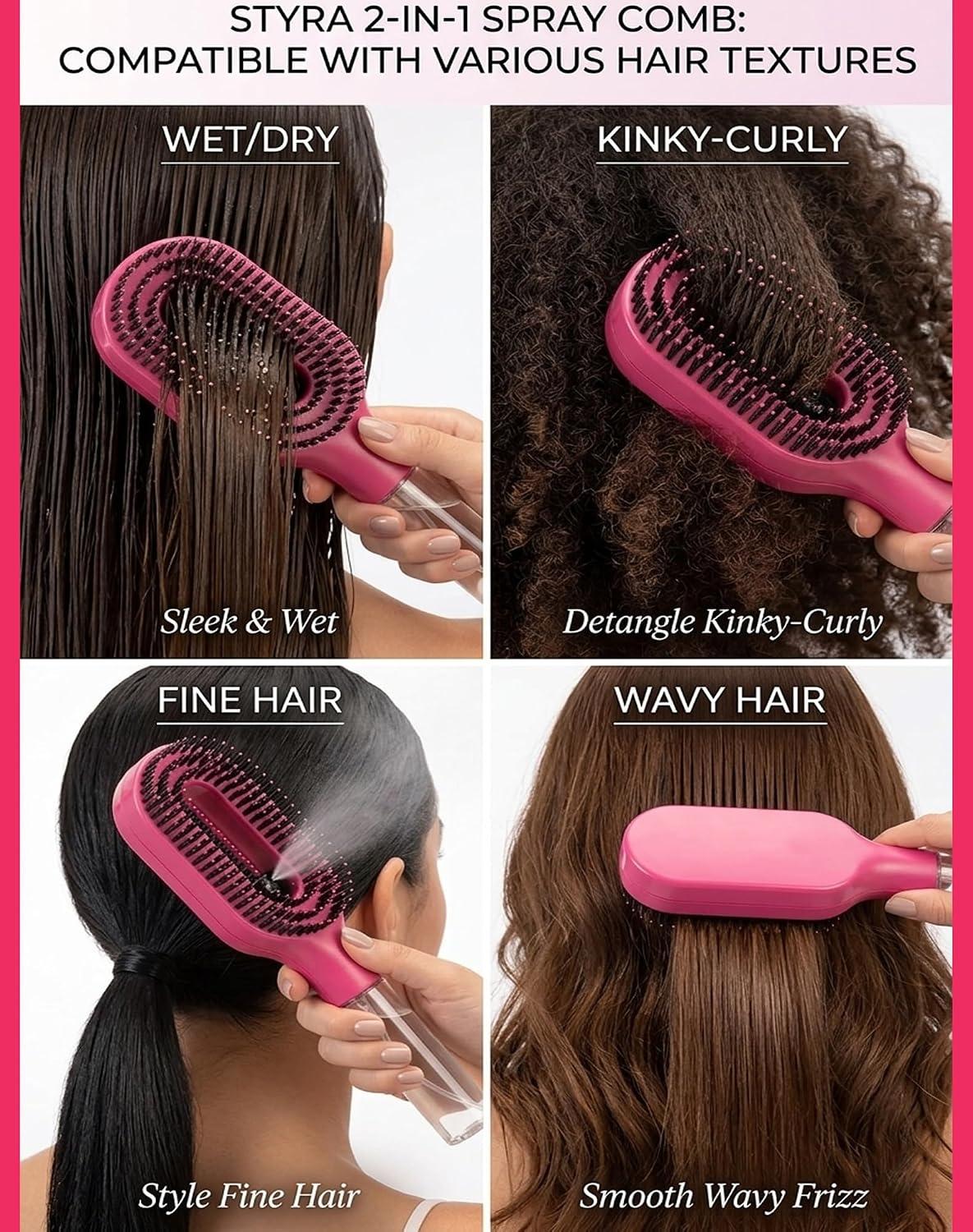Styrahair Clean Spray Combs 2-in-1 Hair Styling Tool - Image 3