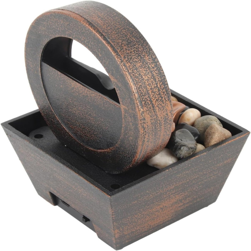 Tabletop water fountain with LED crystal ball and decorative pebbles