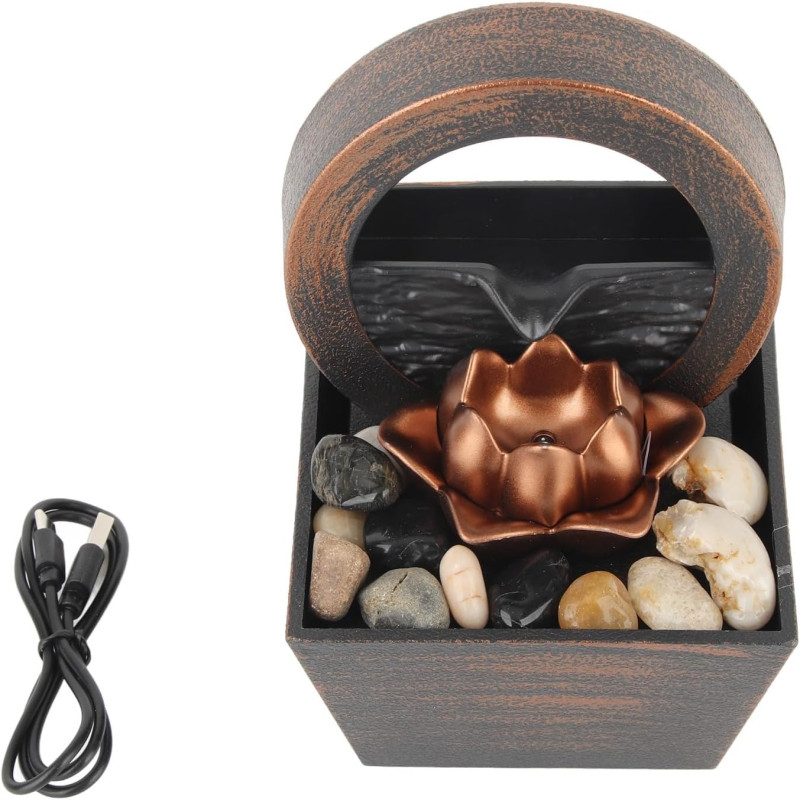 Tabletop Water Fountain with LED Crystal Ball & Pebbles - Image 2