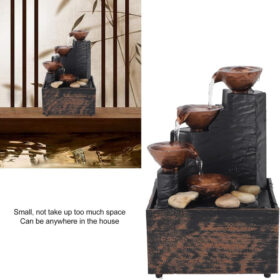 Tabletop water fountain with LED crystal ball and decorative pebbles