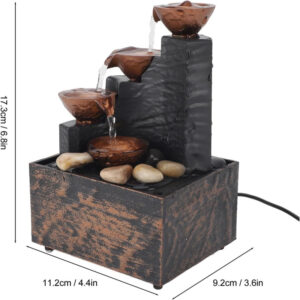 Tabletop water fountain with LED crystal ball and decorative pebbles