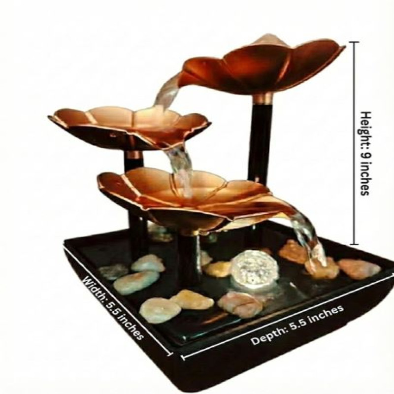 Tabletop water fountain with LED crystal ball and decorative pebbles