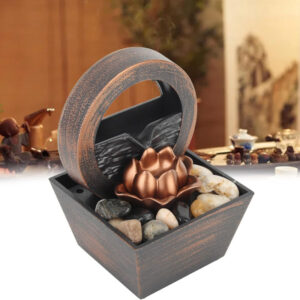 Tabletop water fountain with LED crystal ball and decorative pebbles