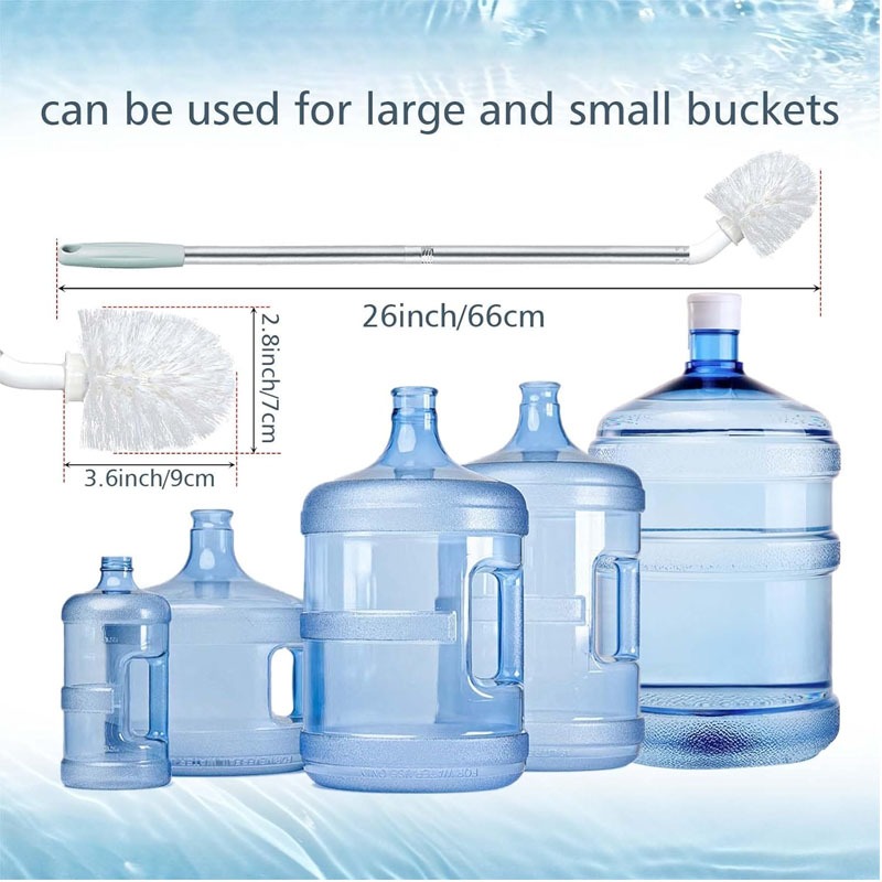 Water can washing brush with stainless steel rod for cleaning a 19L water gallon
