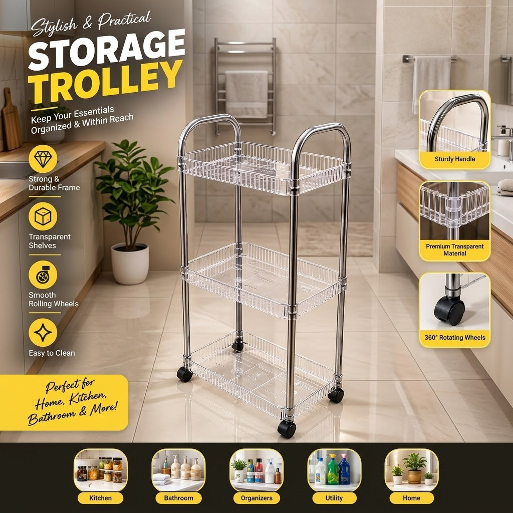3 Tier Acrylic Trolley - Image 4